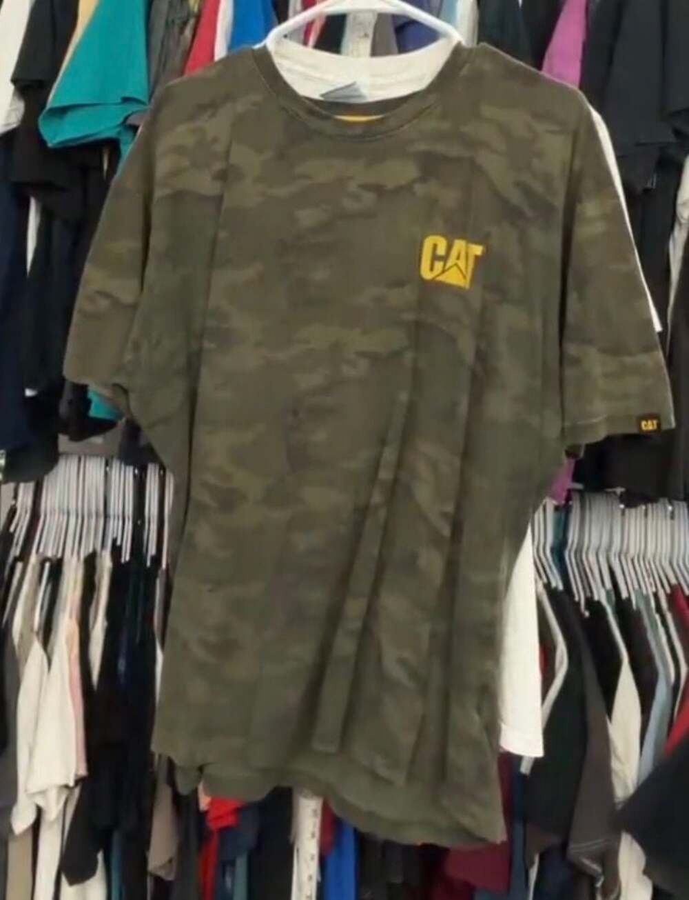 Caterpillar CAT Trademark Logo Graphic Camouflage T-Shirt